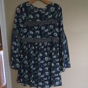 Entro Dress Floral Print Long Sleeve Women's Tunic Top Small